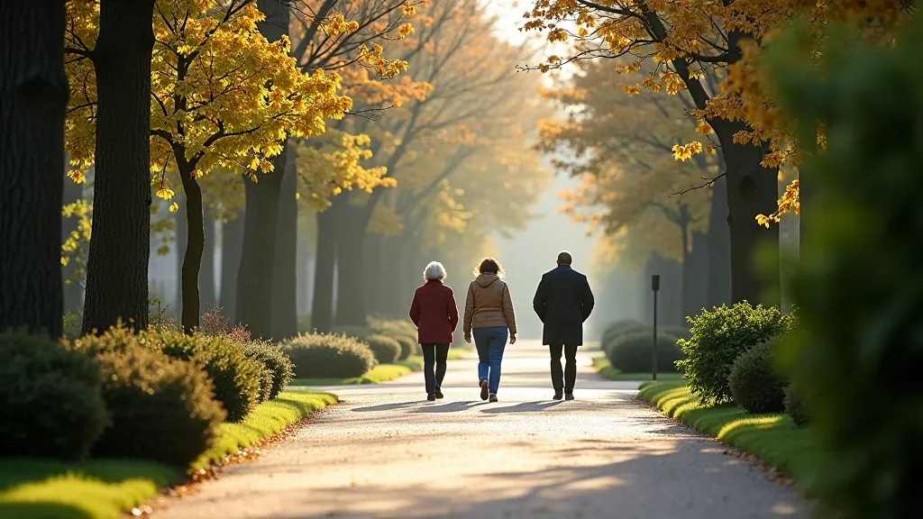 Lesní promenáda v Mariánských Lázních se stromy a odpočívadly pro seniory